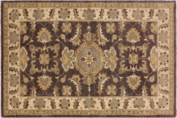 handmade Geometric Kafkaz Chobi Ziegler Brown Ivory Hand Knotted RECTANGLE 100% WOOL area rug 3 x 5
